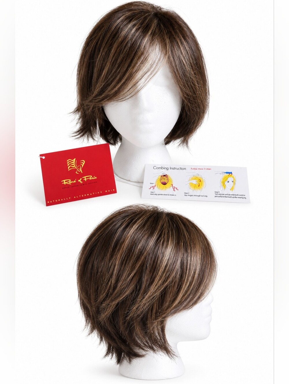 Rene of Paris Brenna Wig NWT Caramel Brown Synthetic Lace Front Bob Side Part